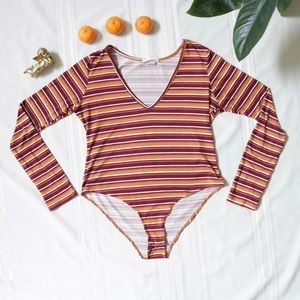 Rust orange striped bodysuit